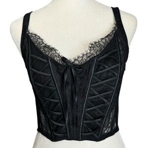 Victoria’s Secret Black Corset Top Size Small Romantic Goth Fairy Grunge Lace Up
